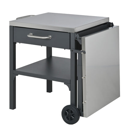 Foldable Outdoor Kitchen Cart With Storage For Patio
