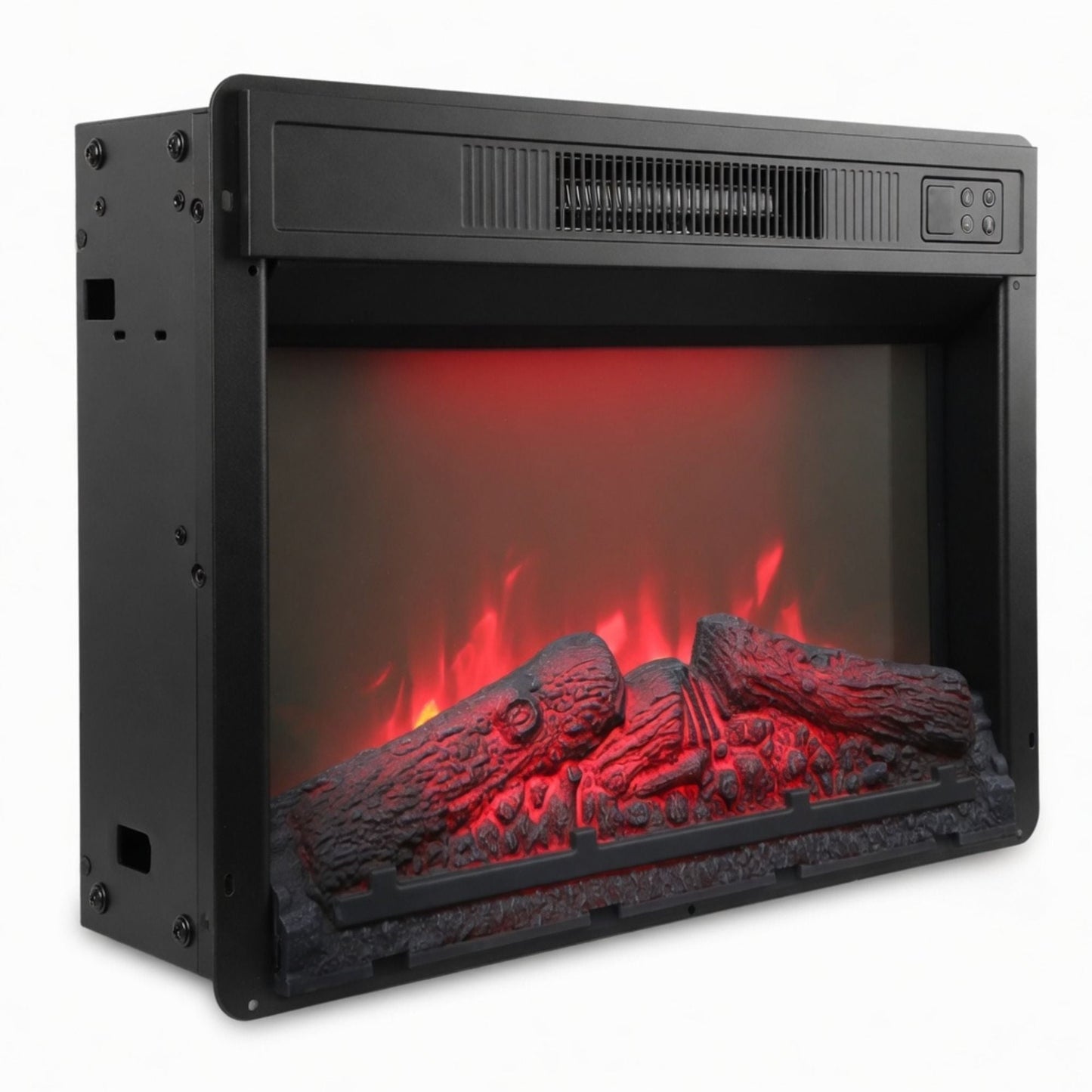 Electric Fireplace Insert Heater With Multicolor Flames, Remote Control - Black