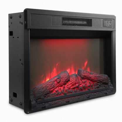 Electric Fireplace Insert Heater With Multicolor Flames, Remote Control - Black