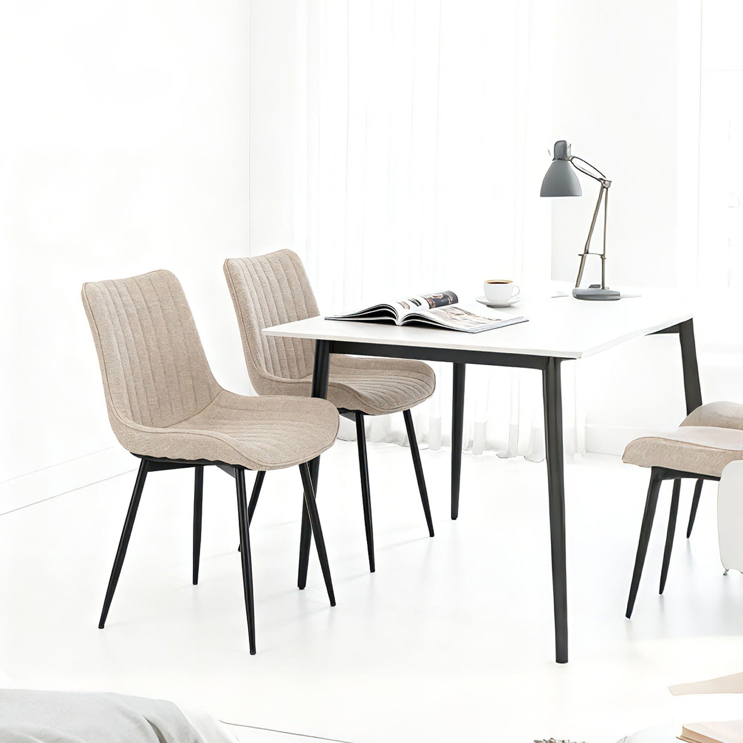 Dining Chair Set With Padded Backrests (Set of 4) - Beige