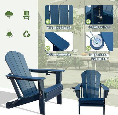 Adirondack Chairs Set of 2 - HDPE Plastic Outdoor Chairs