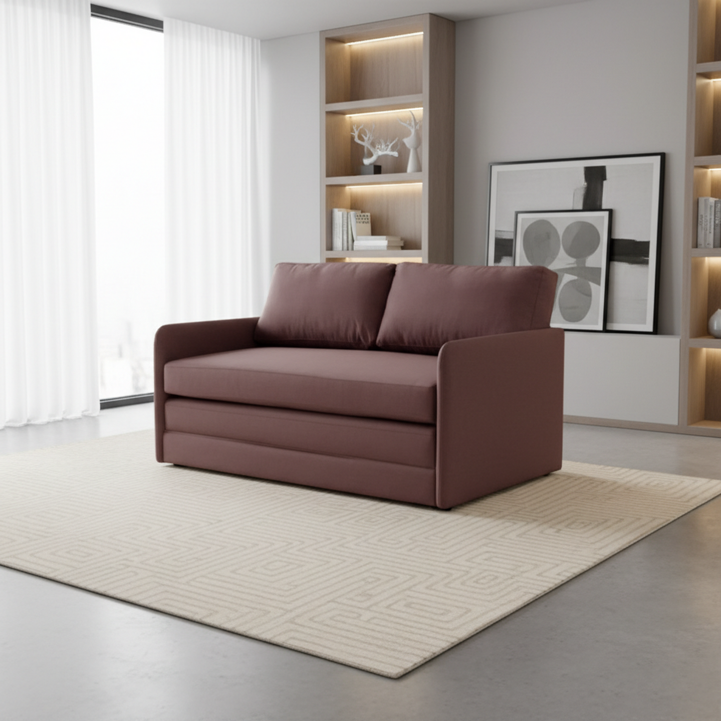 Container Furniture Direct Kathy Collection Modern Contemporary Fabric Upholstered Livingroom Loveseat Sleeper