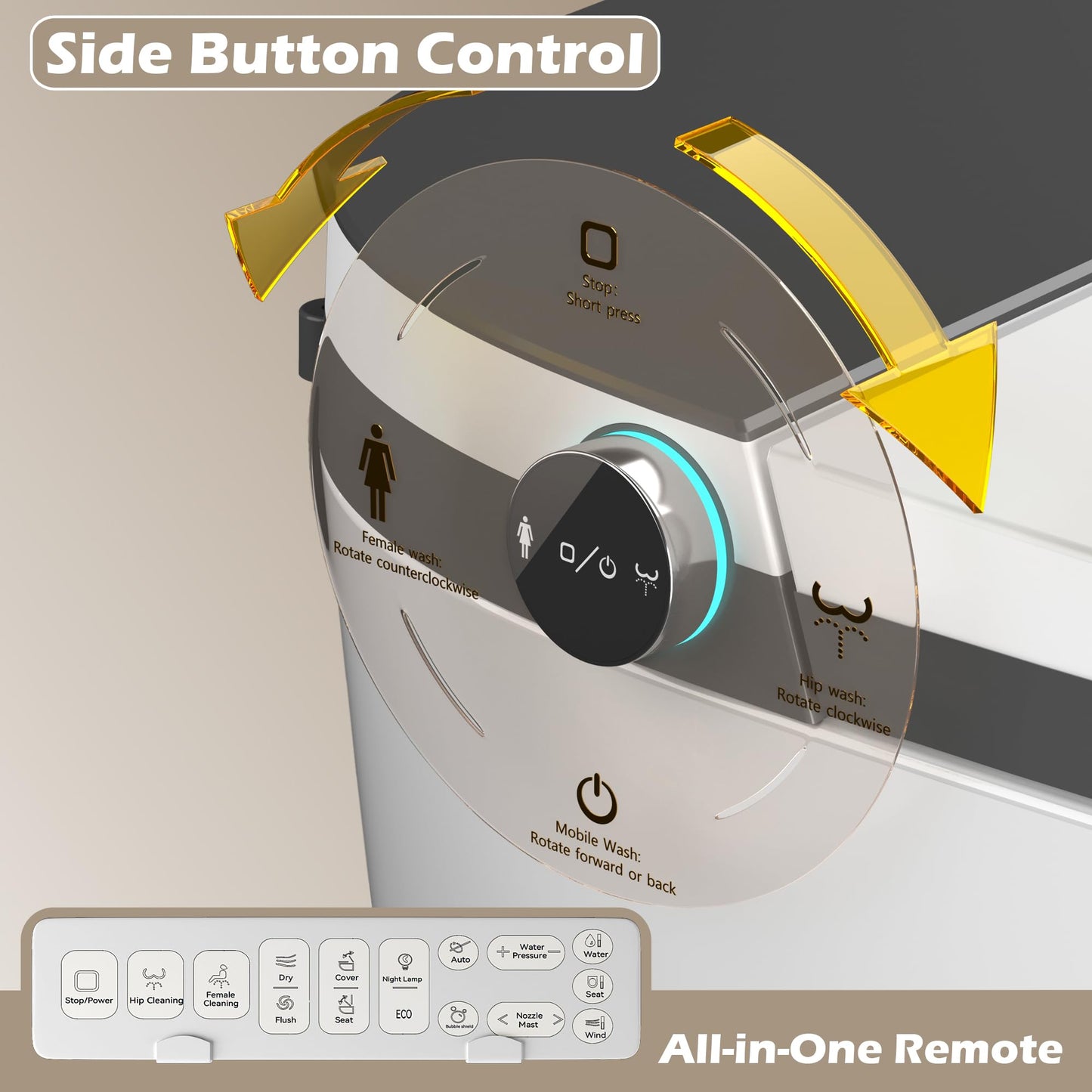 Smart Toilet with Built-In Bidet and Heated Seat