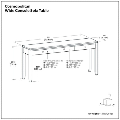 Cosmopolitan - Wide Console Sofa Table - Mahogany Brown