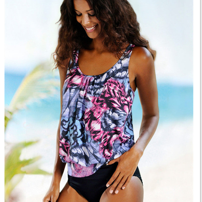 Printed Plus Size Swimsuit Women's  Split Bikini