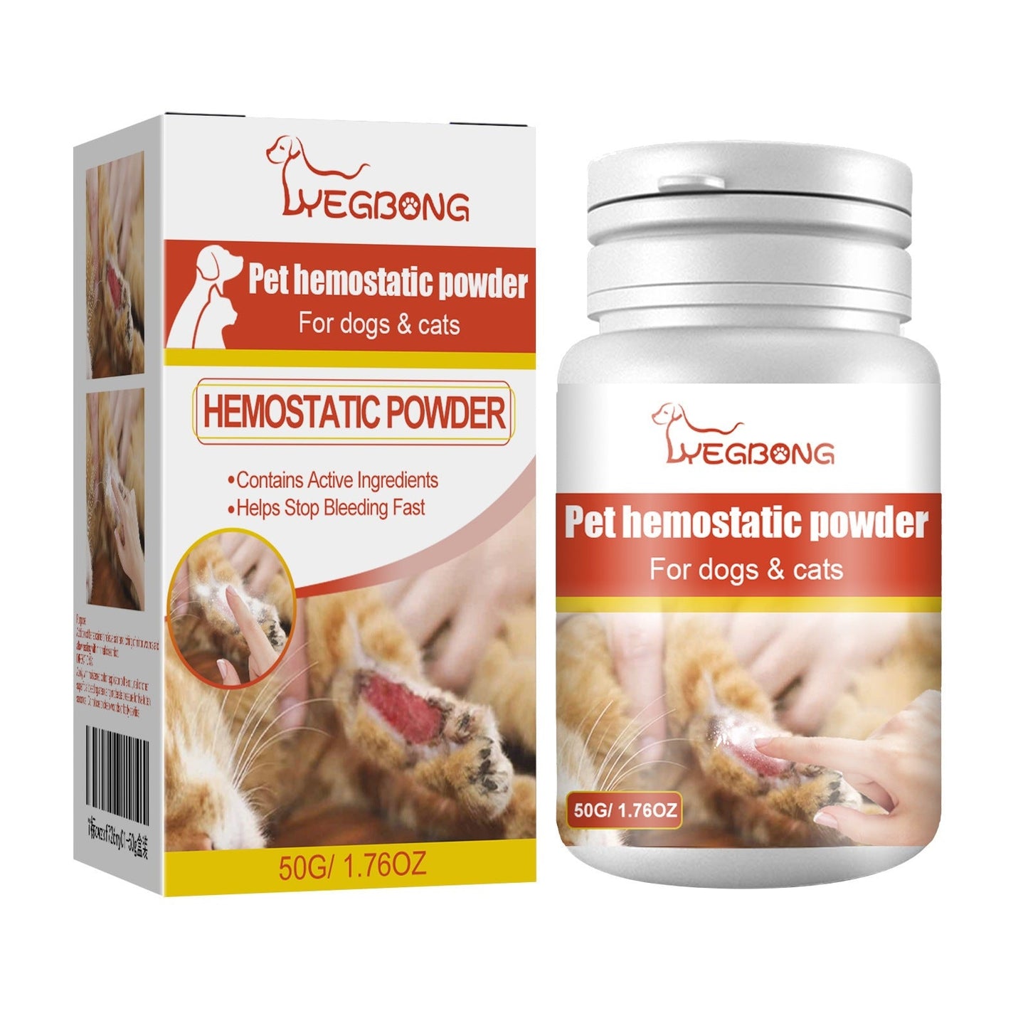 Yegbong Pet Hemostatic Powder Pet Wound Healing Powder Cat And Dog Skin Wound Cleaning Hemostatic Powder