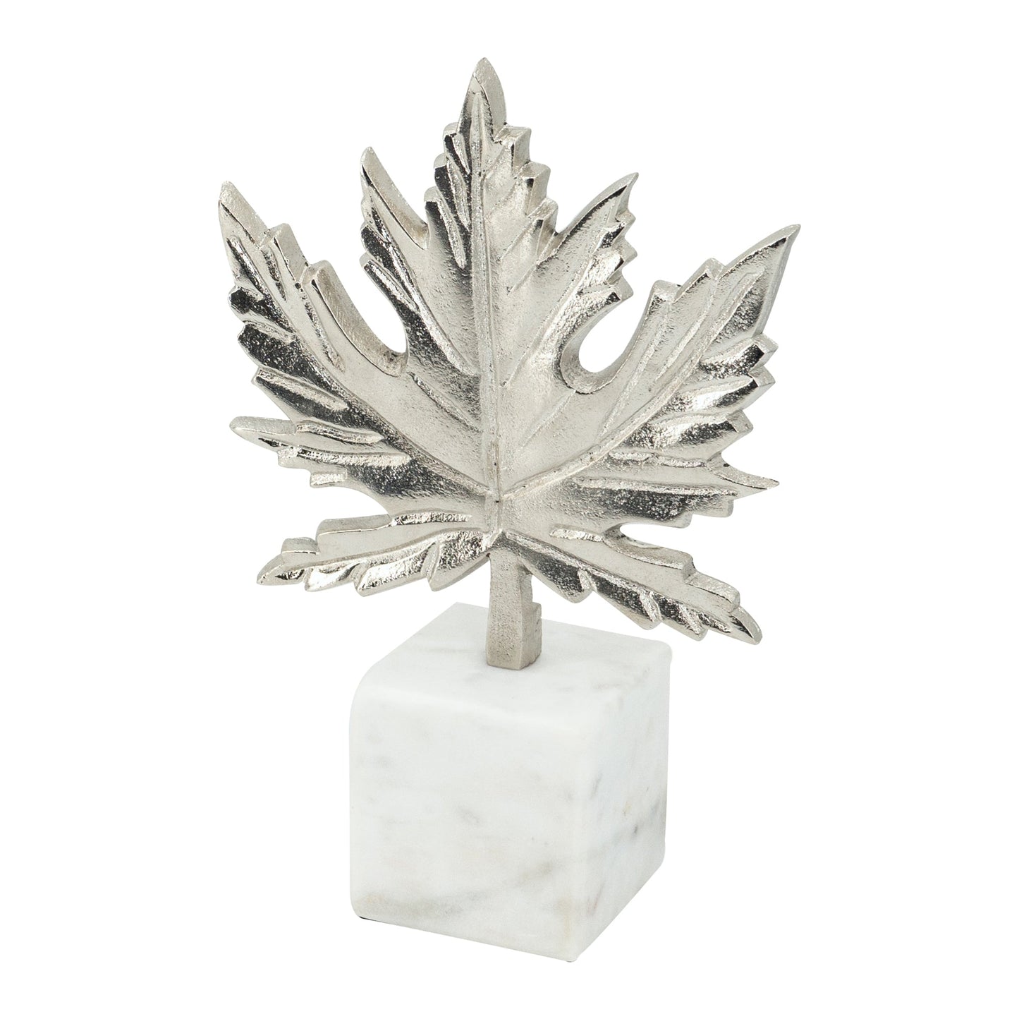 Aluminum Leaf Sculpture with Marble Base