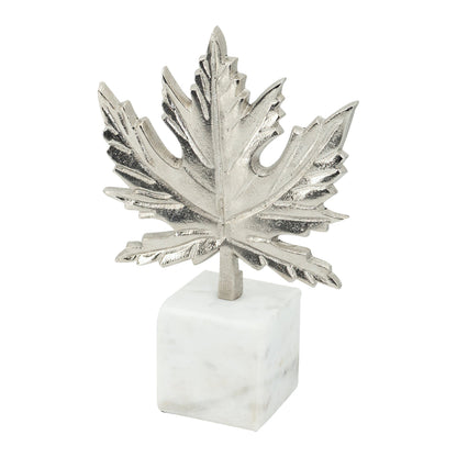 Aluminum Leaf Sculpture with Marble Base