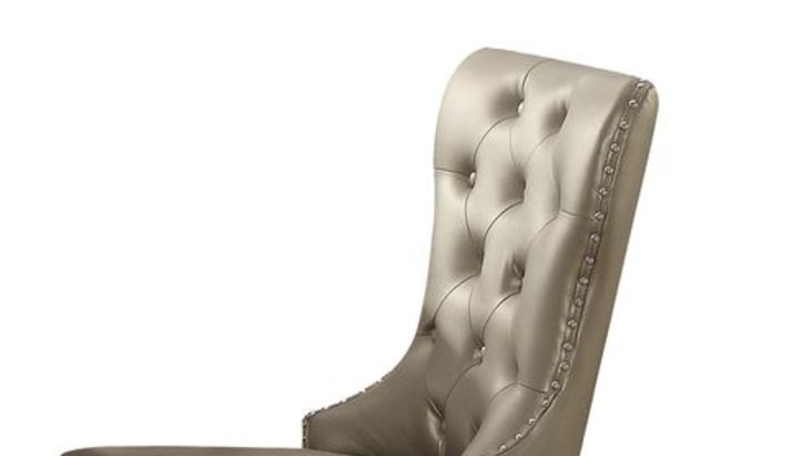 Kacela Synthetic Leather Side Chair Set of 2 - Champagne