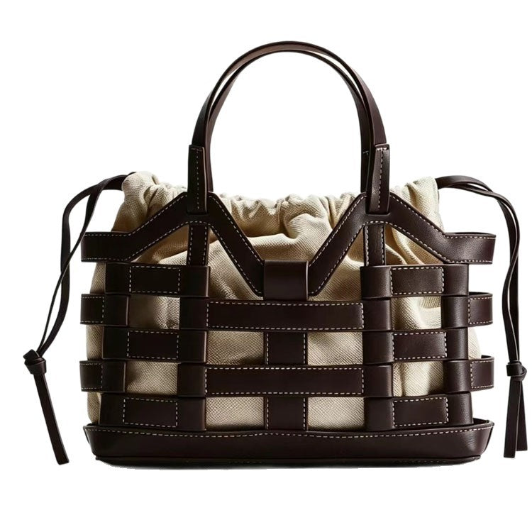 Creative Hollowed-out Niche Large-capacity Drawstring Patchwork Tote Bag