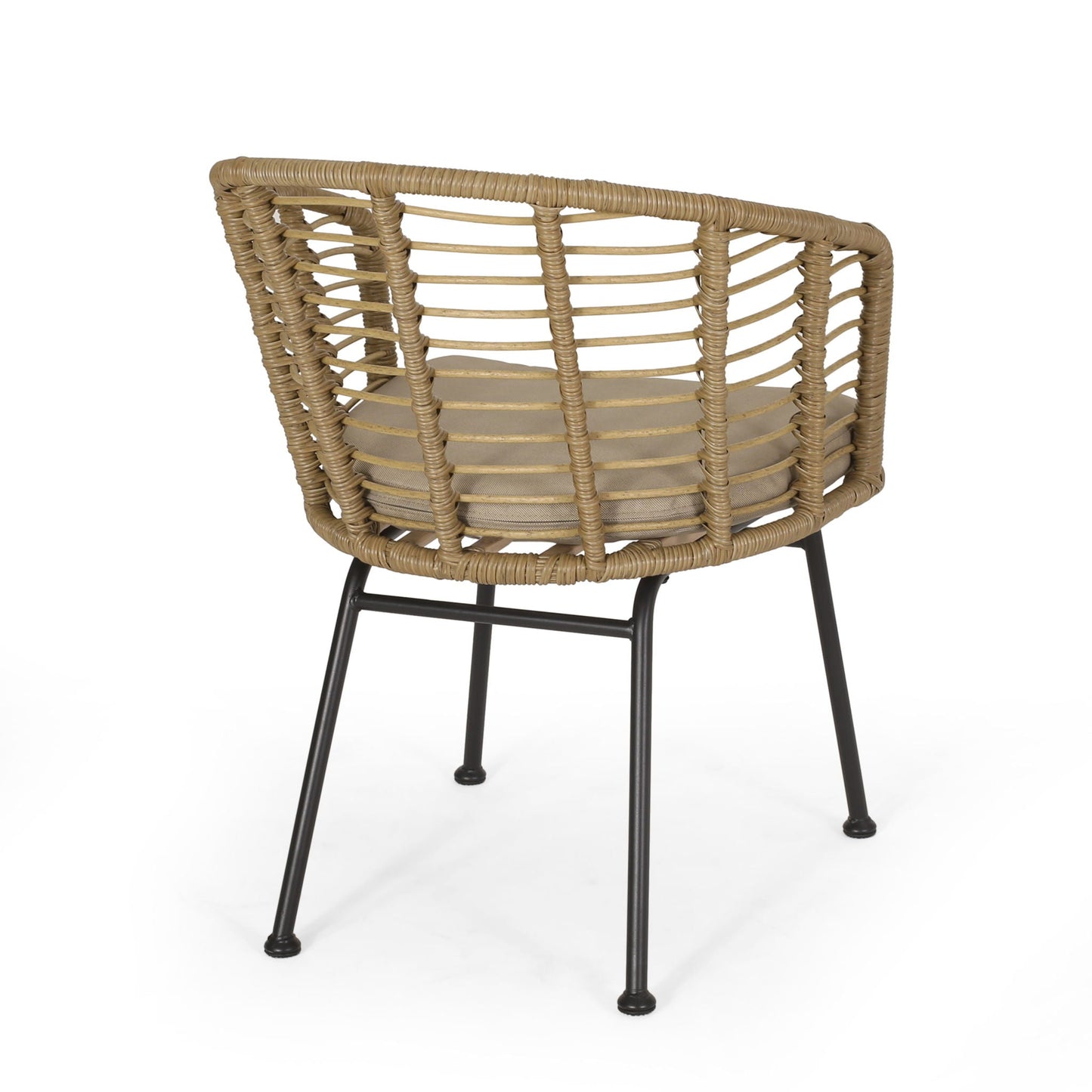 Randy Modern Wicker Chair with Water Resistant Cushions - Brown / Beige