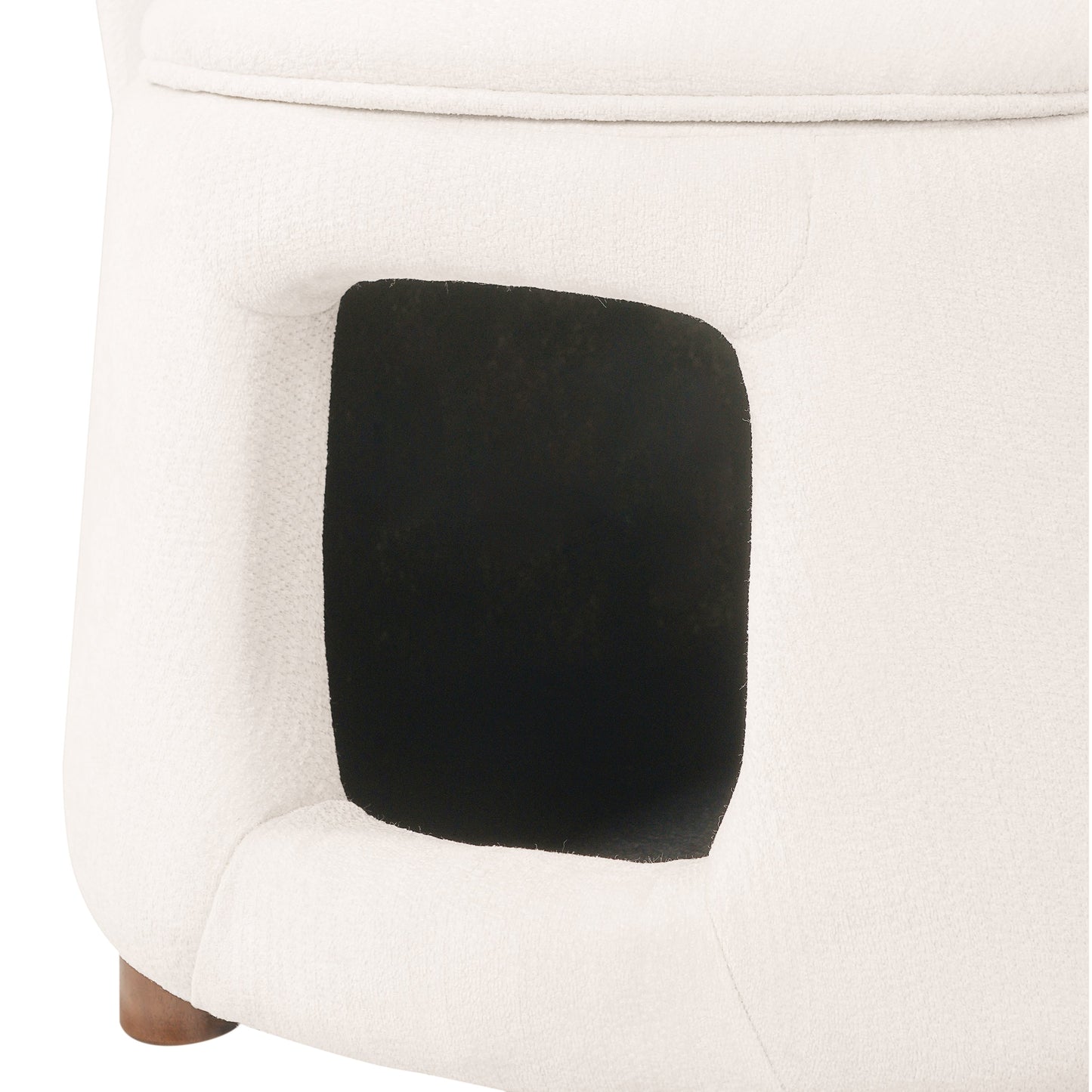 Beige Pet Friendly Chair with Hidden Pet Nook, Convertible Stool, Storage Seat