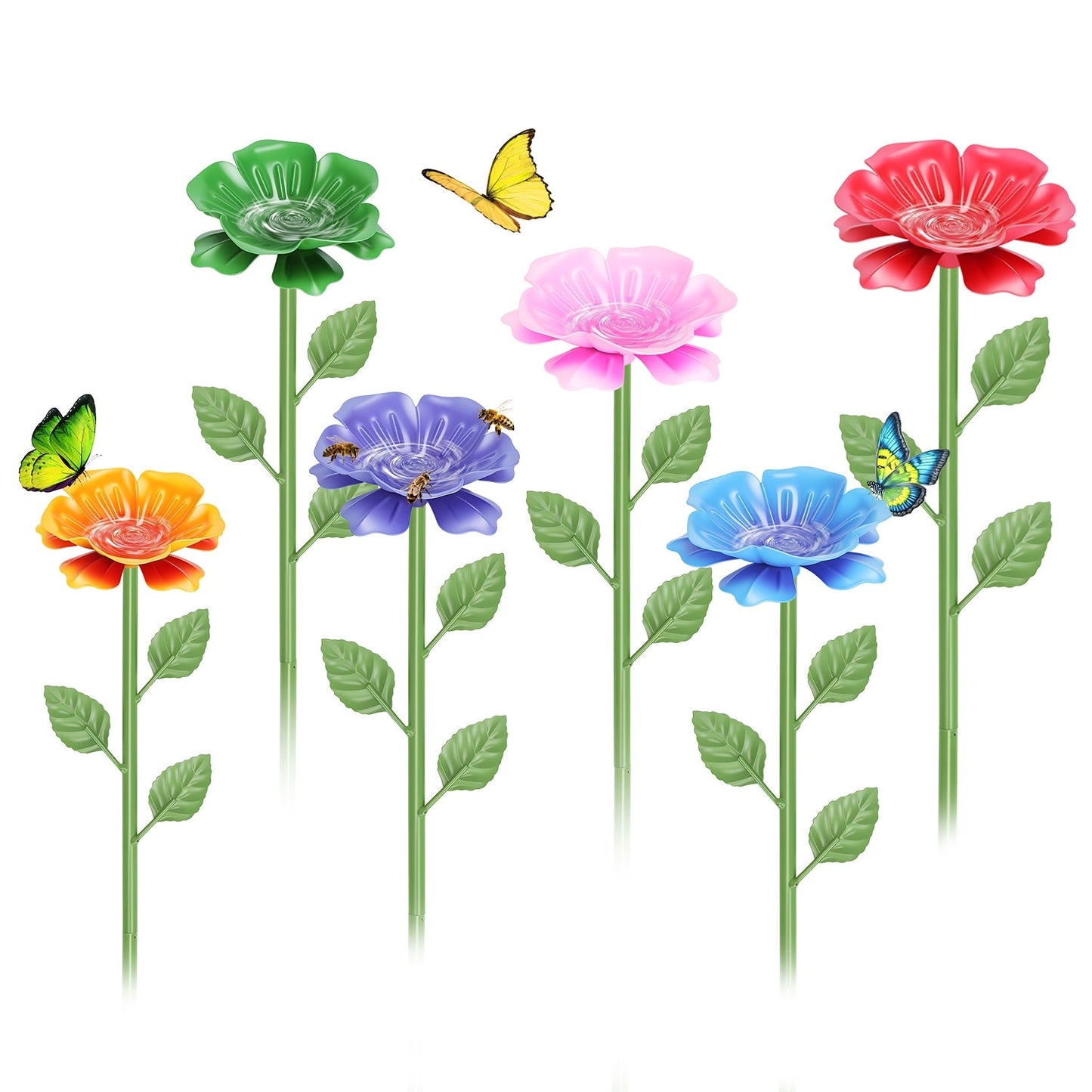 Metal Bee Watering Stations 6-Pack with Anti-Drowning Design