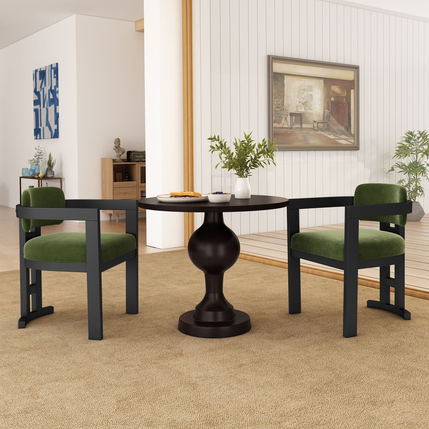 Stylish Indoor Upholstered Wood Dining Chair Set of 2