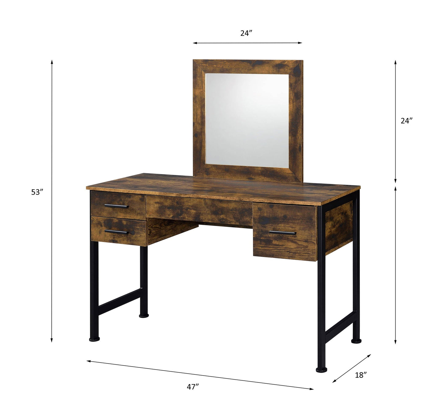 Juvanth Rustic Vanity Desk Mirror - Oak