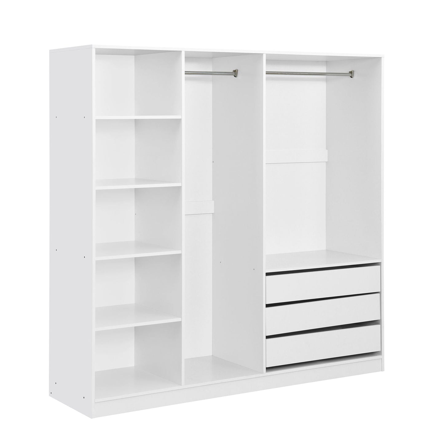 Doorless Storage Wardrobe For Dedroom With Shelves And 3 Drawers