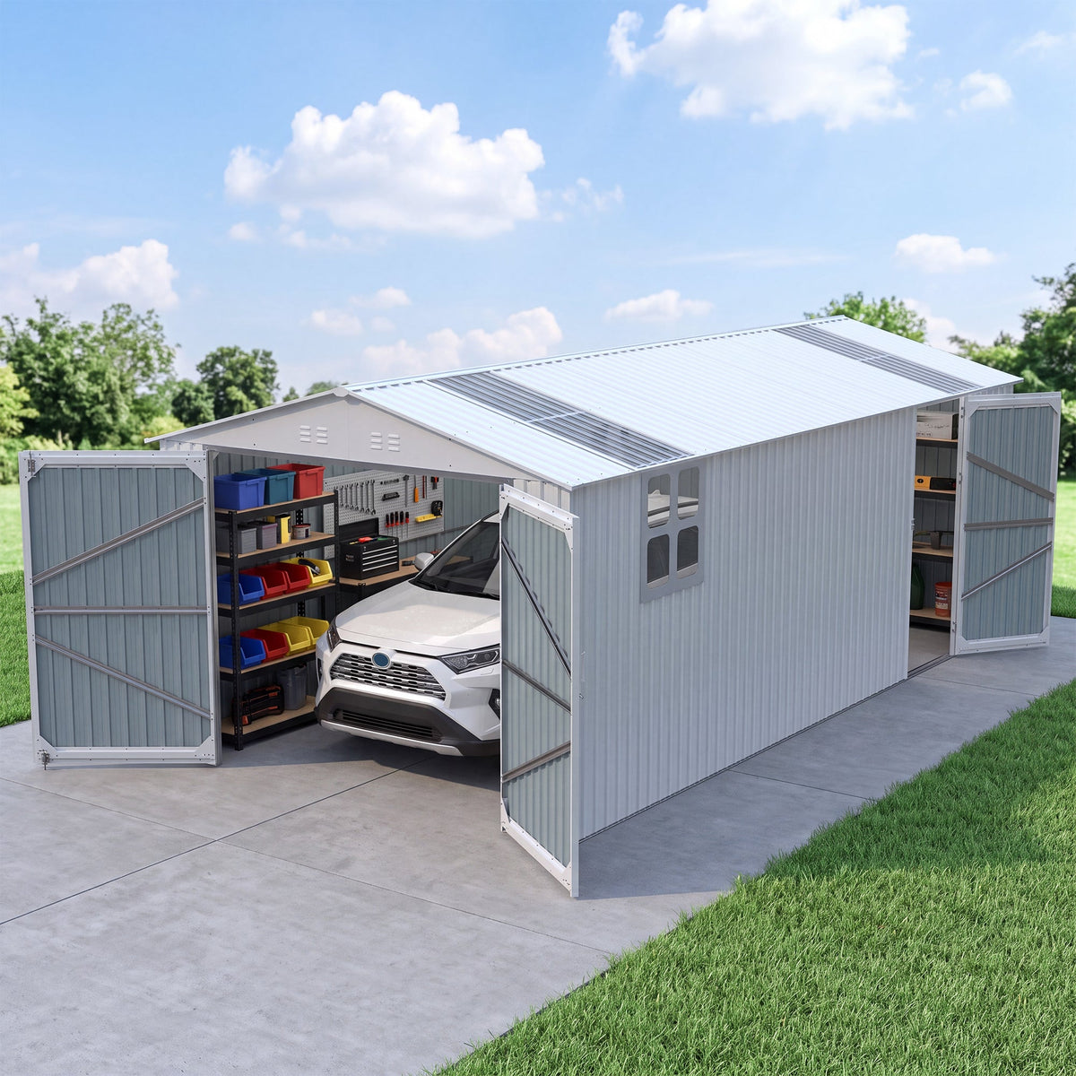 Outdoor Storage Shed 20x13 FT - Metal Garden Utility Shed