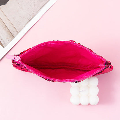 Mermaid sequined pencil case, two-color stationery storage bag, portable cosmetics change purse, small purse
