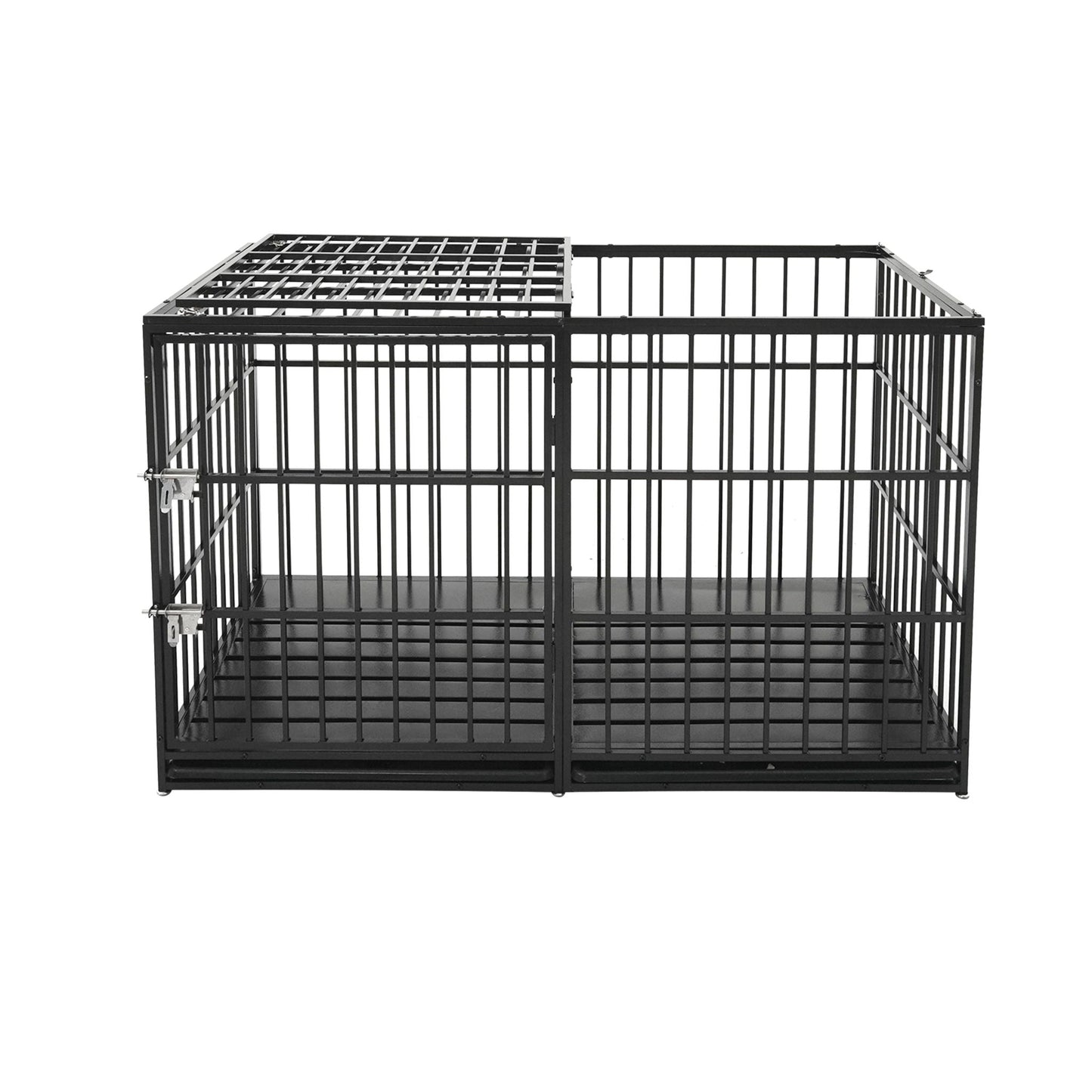 Extra Large Heavy Duty Dog Crate With Removable Pans For Dogs - Black