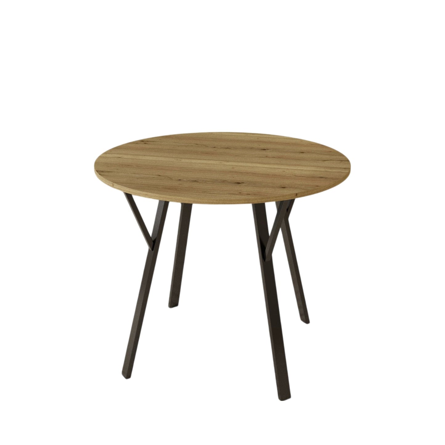 Round Dining Table for 2-4 People - Rustic Brown