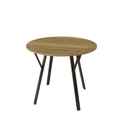 Round Dining Table for 2-4 People - Rustic Brown