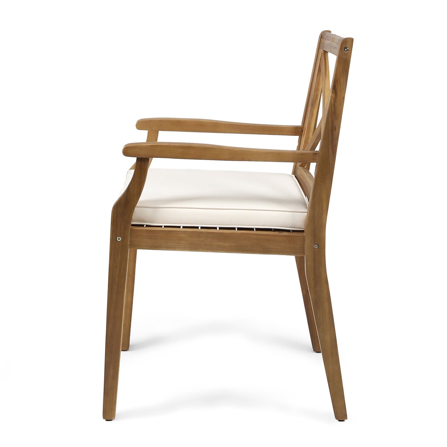 7 Pieces Acacia Wood Outdoor Dining Set with Cream Cushions