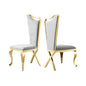 Gorgeous Streamlined High Back Fabric Stainless Steel Dining Chair (Set of 2) - Gold / Gray