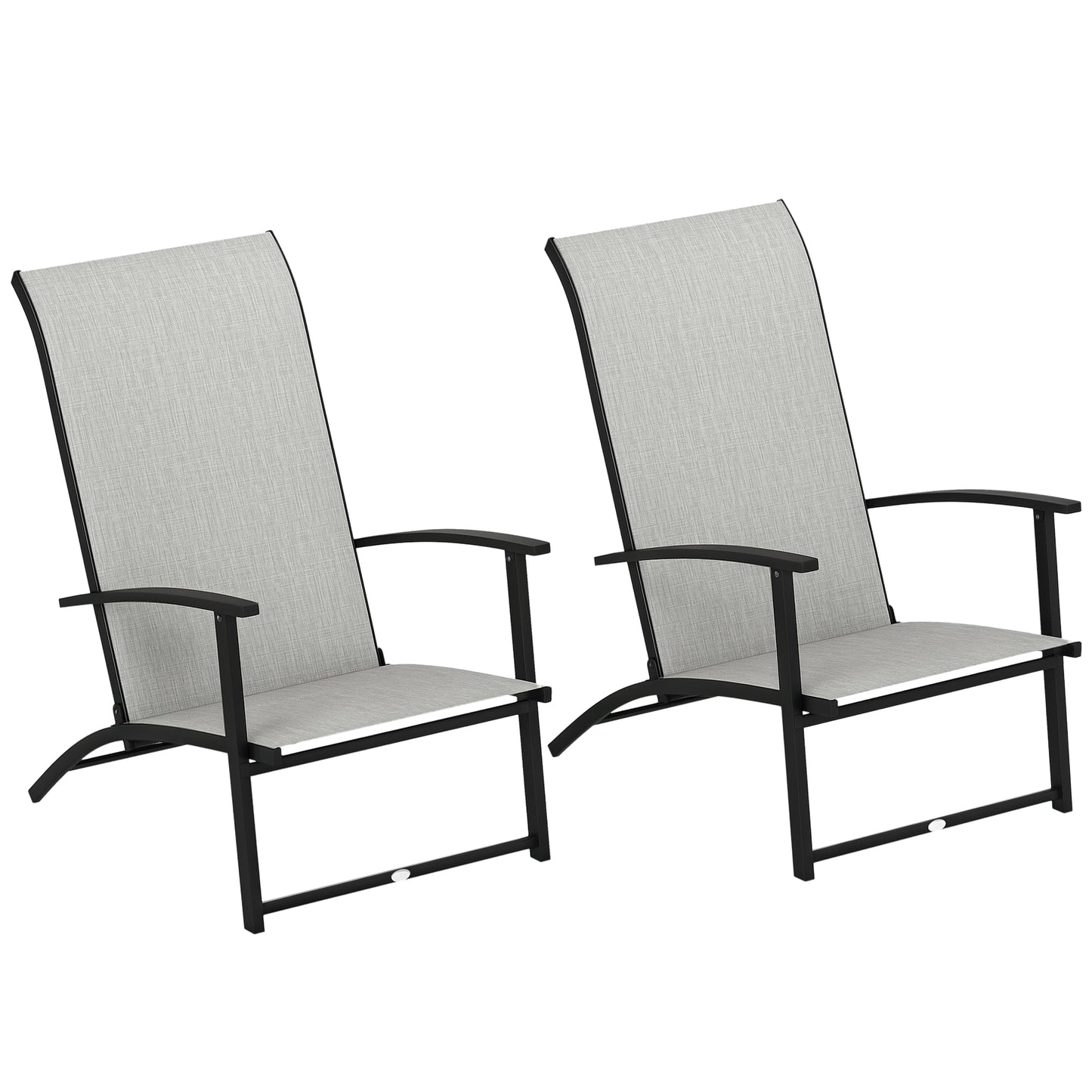 Outsunny Folding Patio Chairs Set of 2, Portable Outdoor Dining Chairs with High Back, Armrests