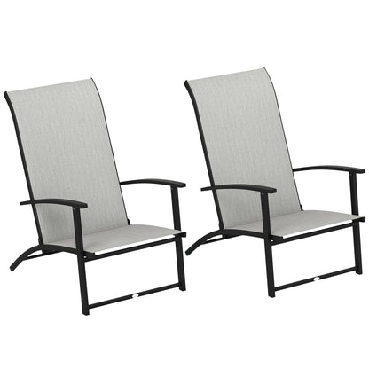 Outsunny Folding Patio Chairs Set of 2, Portable Outdoor Dining Chairs with High Back, Armrests