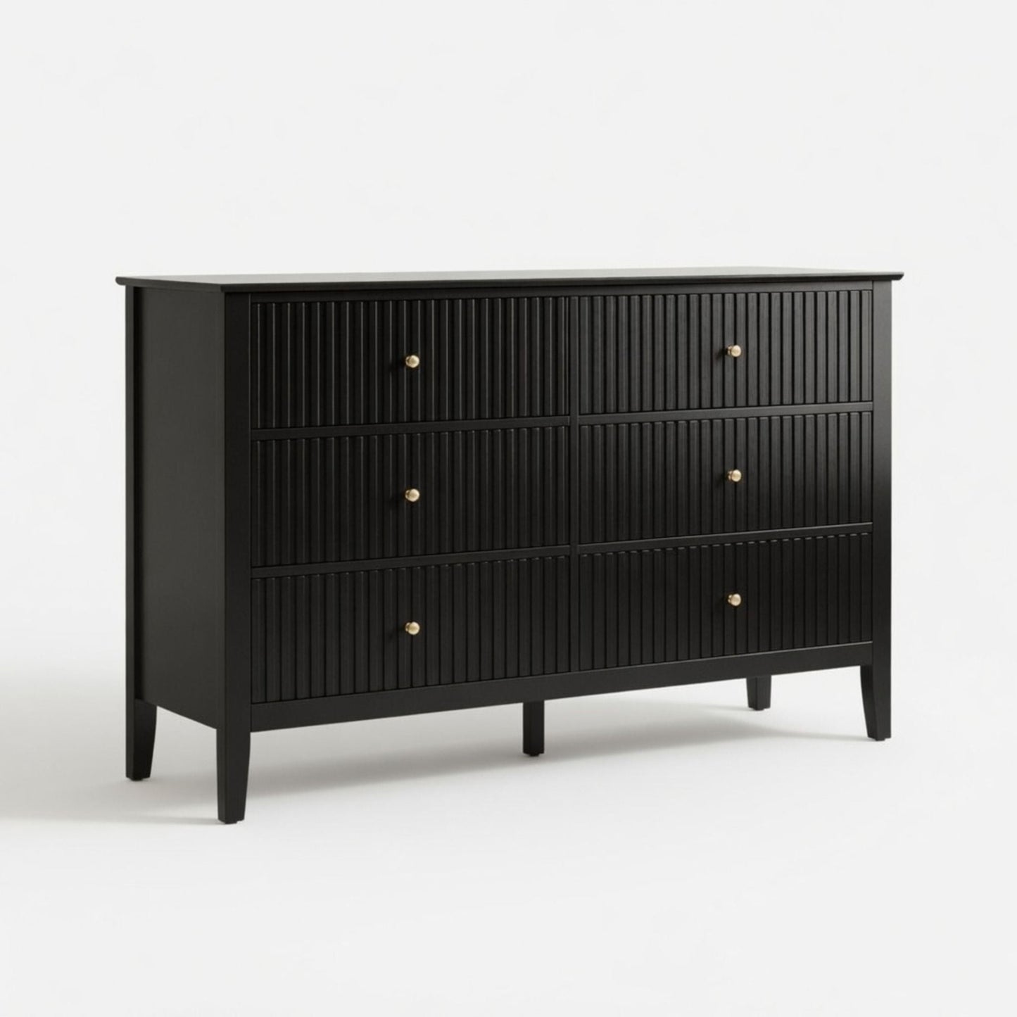 Modern 6 Drawer Fluted Dresser