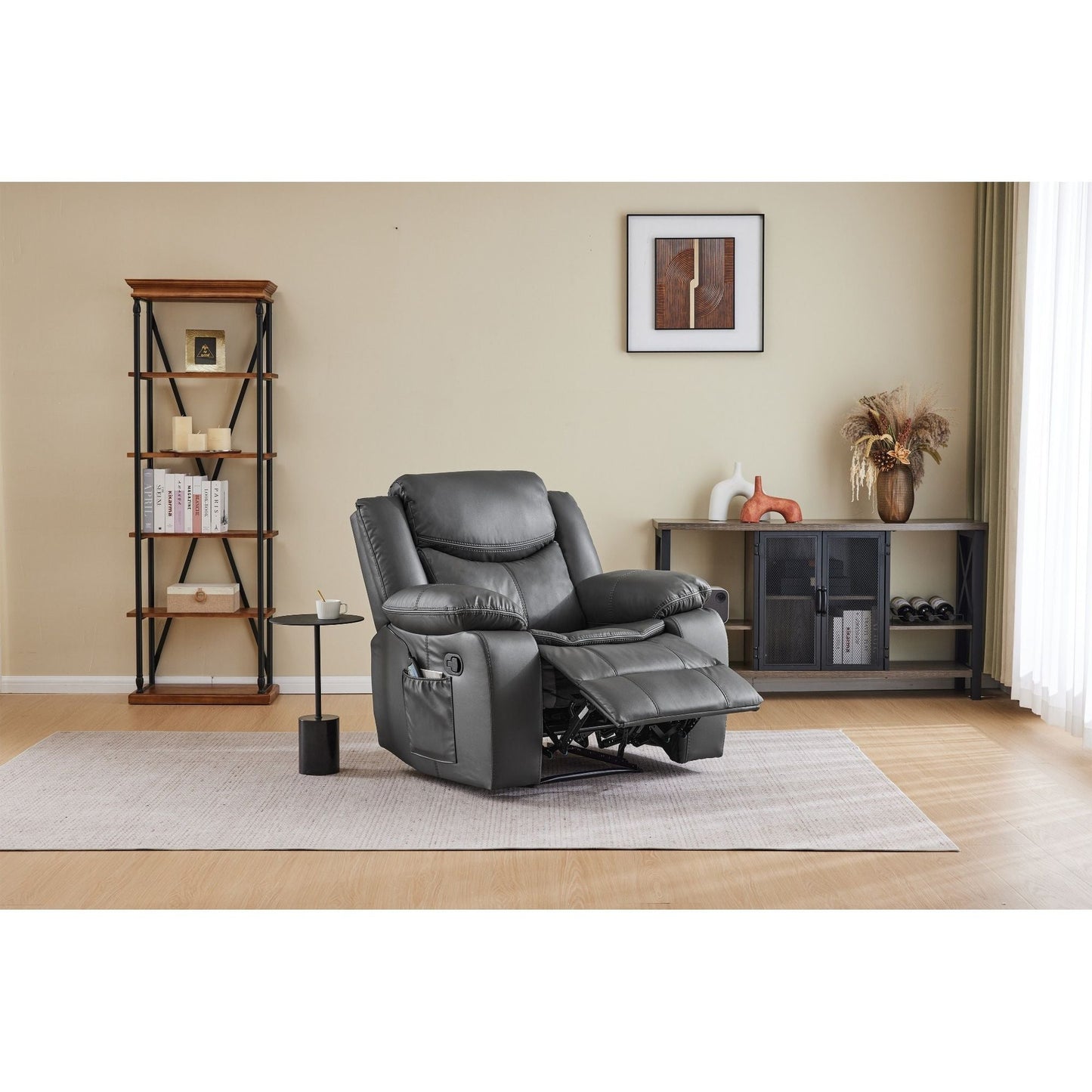 Recliner Chair With Vibration And Heating - Gray