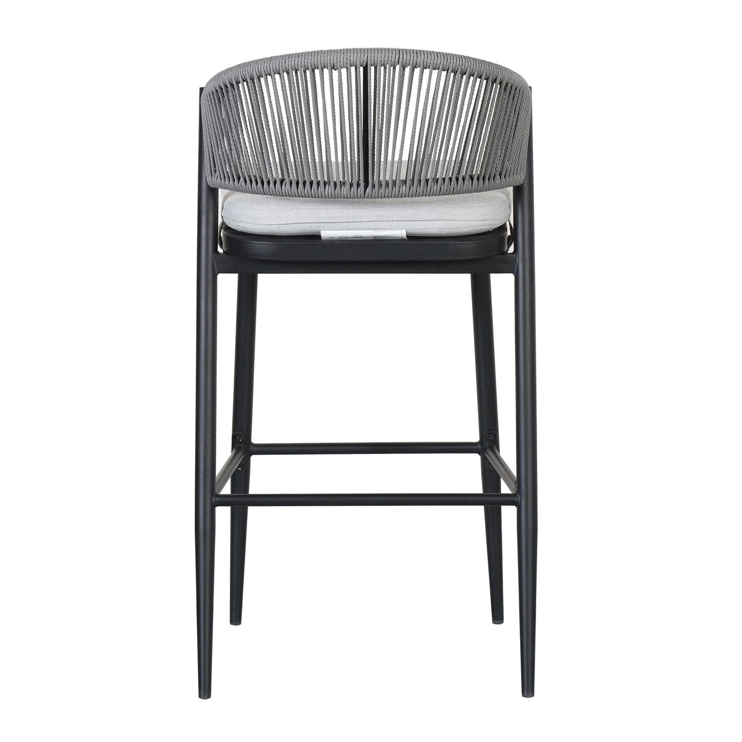 Outdoor Bar Height Metal Frame Counter Stools with Scallop-Shaped Backrest & Water-Resistant Cushions