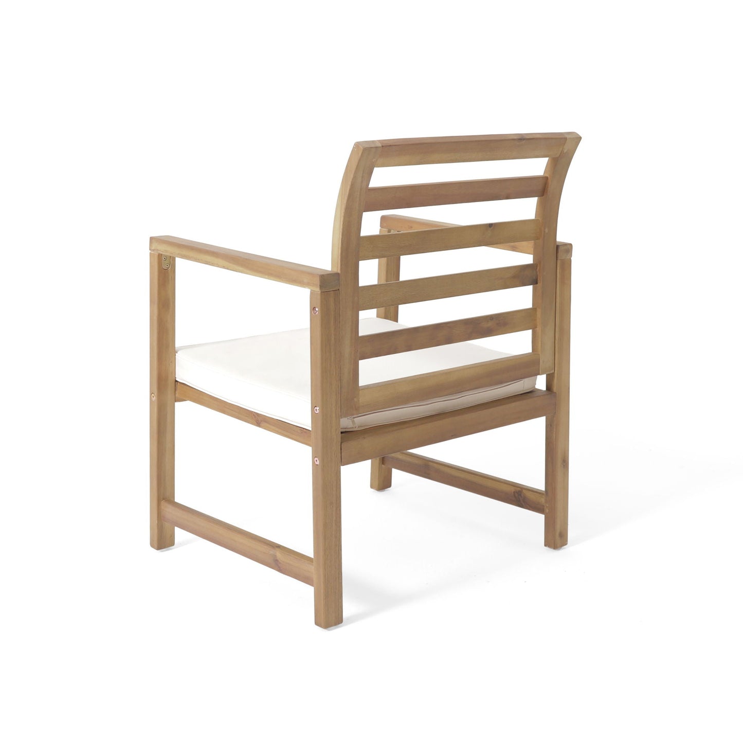 Outdoor Acacia Wood Club Chairs, 2-Piece Set - Natural Stained / White