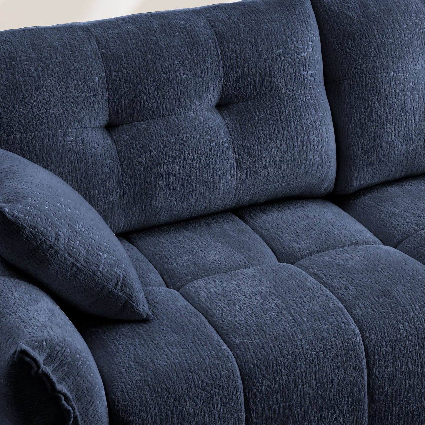 Sofa Set With Ottoman And Pillows, Textured, High Resilience Cushions