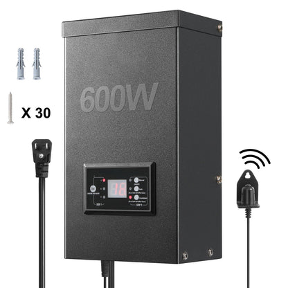600W Low Voltage Landscape Transformer with Timer and Photocell Sensor