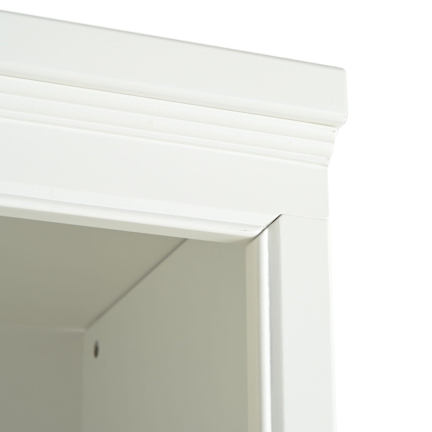 Retro Style 75'' Tall Display Shelf With Cabinet For Hallways Living Room Kitchen - White