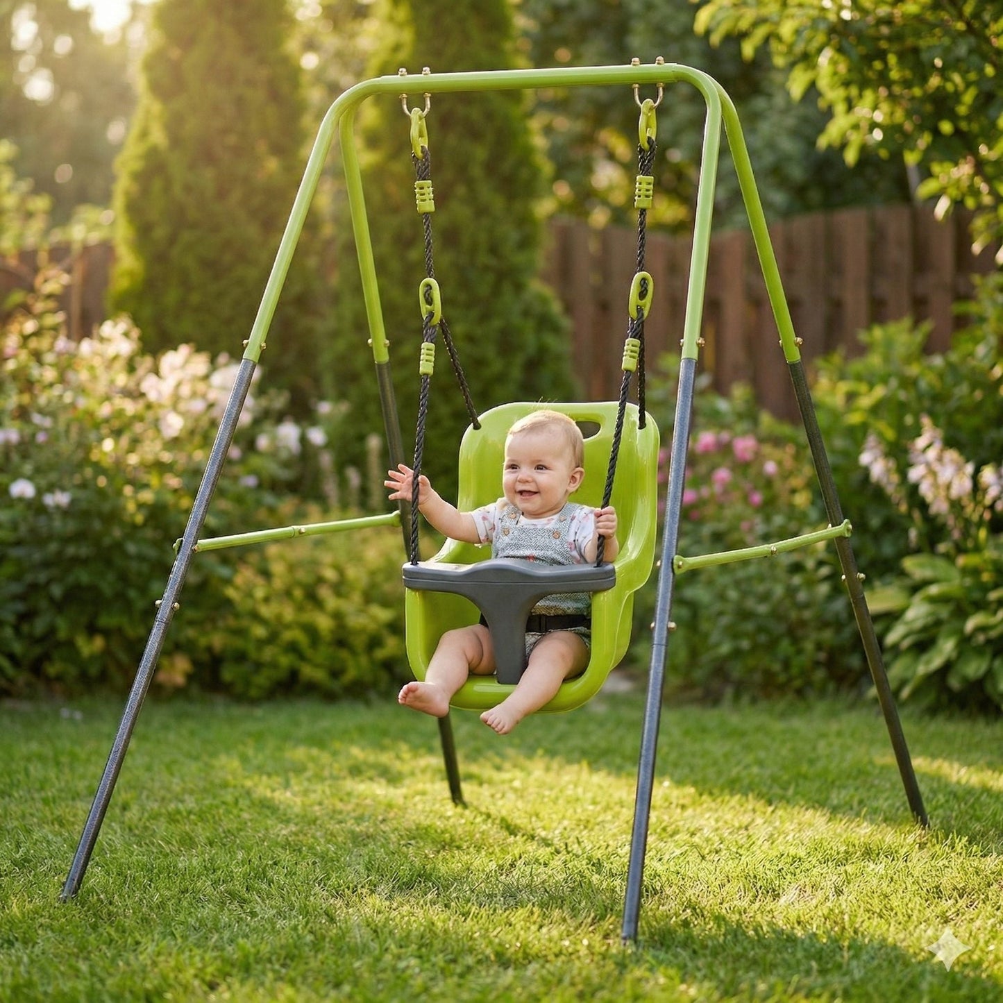 Xns001 Baby Swing With Safety Seat Indoor / Outdoor - Black / Green