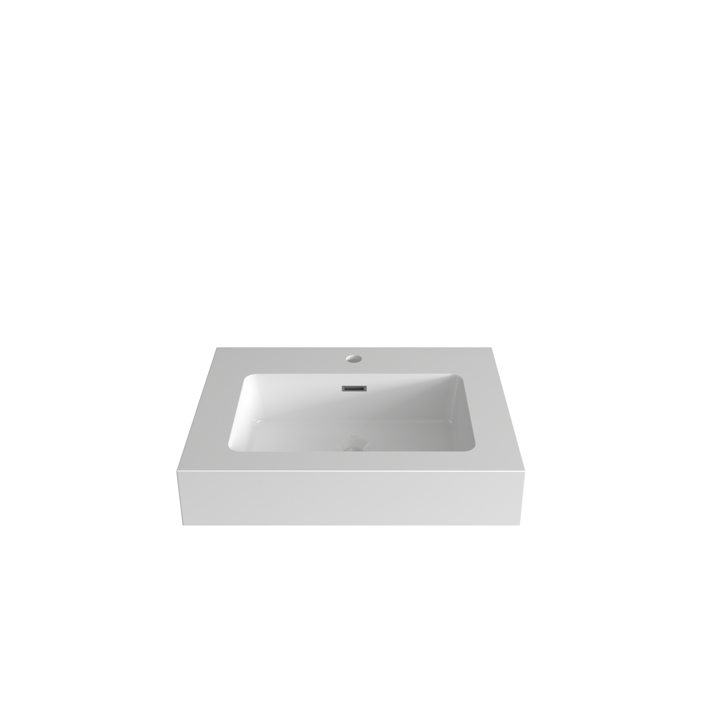 Glossy White Integrated Solid Surface Basin Without Drain & Faucet