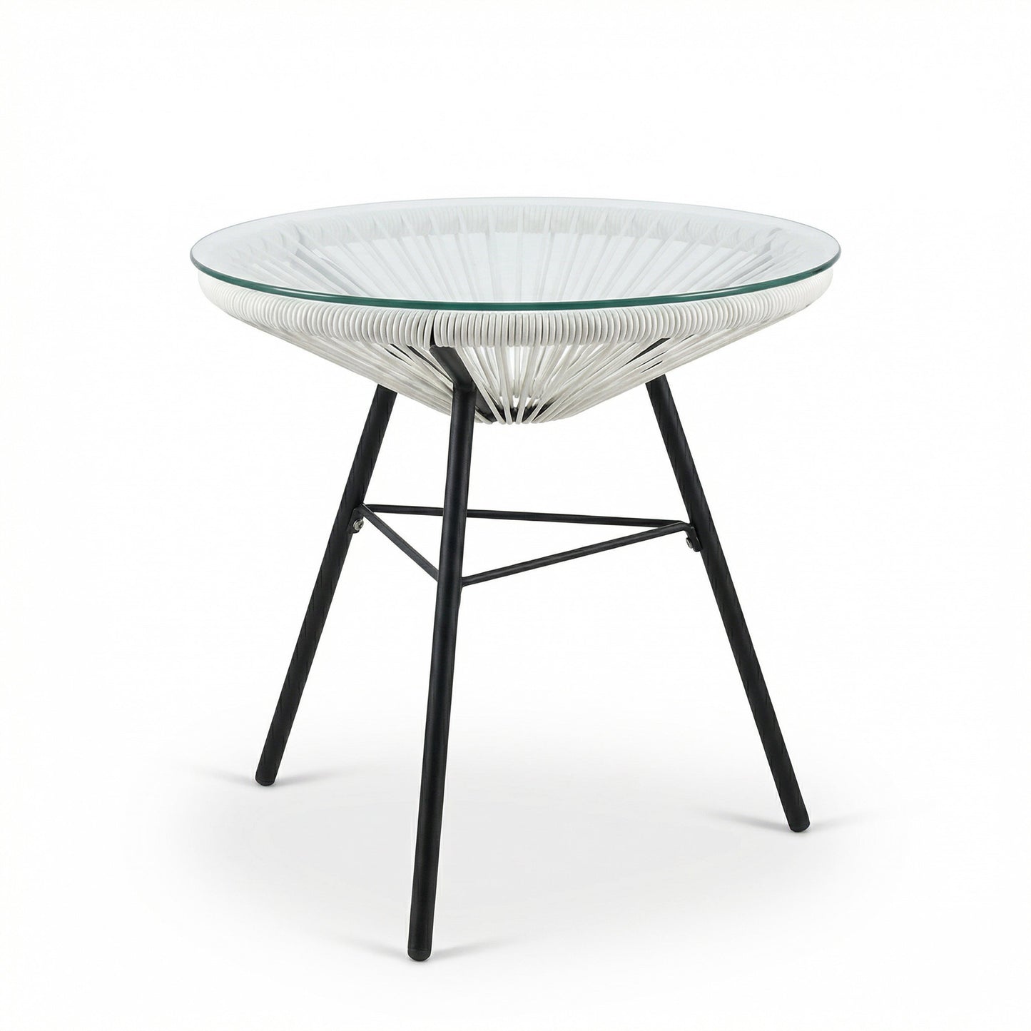 Nusa Outdoor Synthetic Wicker Glass-Top Side Table