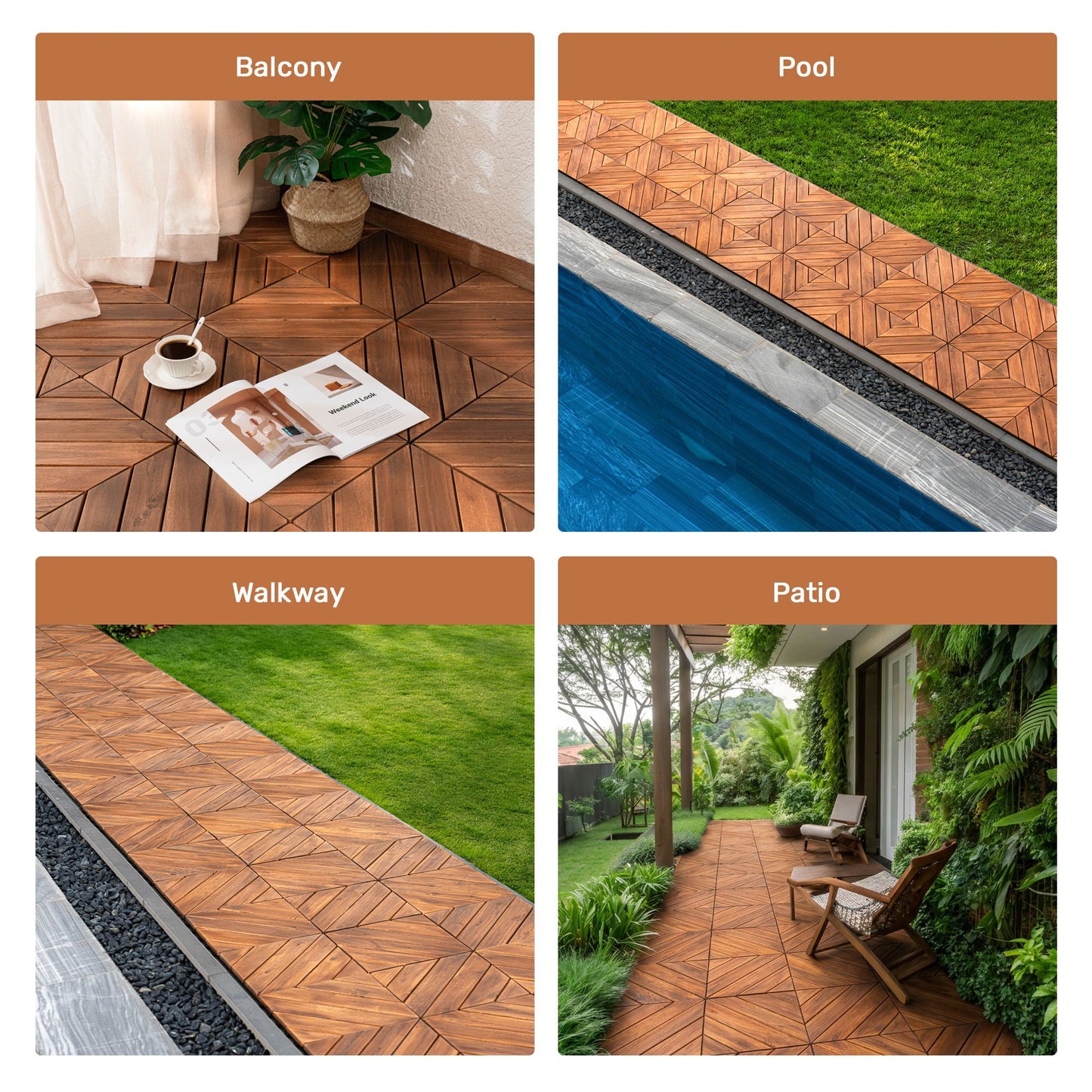 Interlocking Deck Tiles, Diagonal Pattern Outdoor Decking