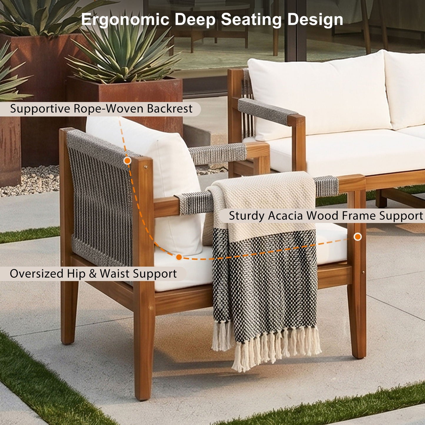 3 Piece Outdoor Sectional Sofa Set