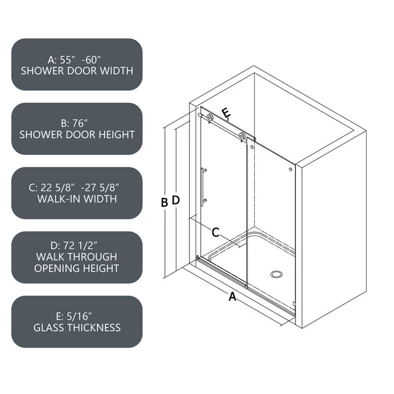 6076 Brushed Shower Door
