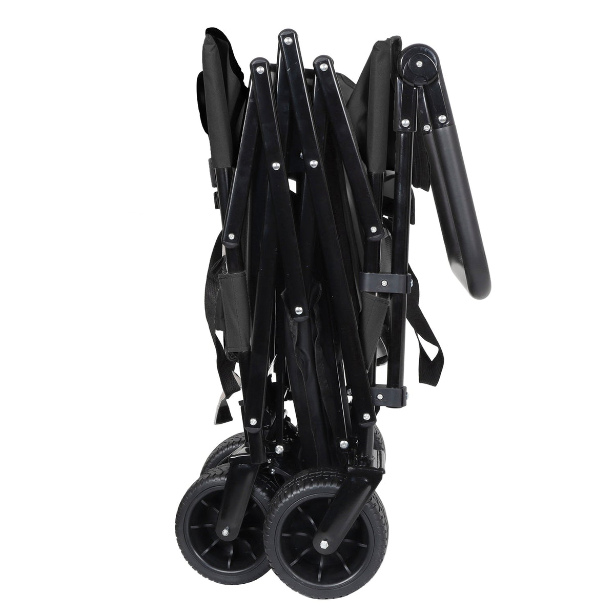 Folding Wagon Cart with Bench Seat & Canopy, 500lbs Capacity