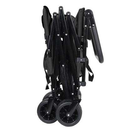Folding Wagon Cart with Bench Seat & Canopy, 500lbs Capacity