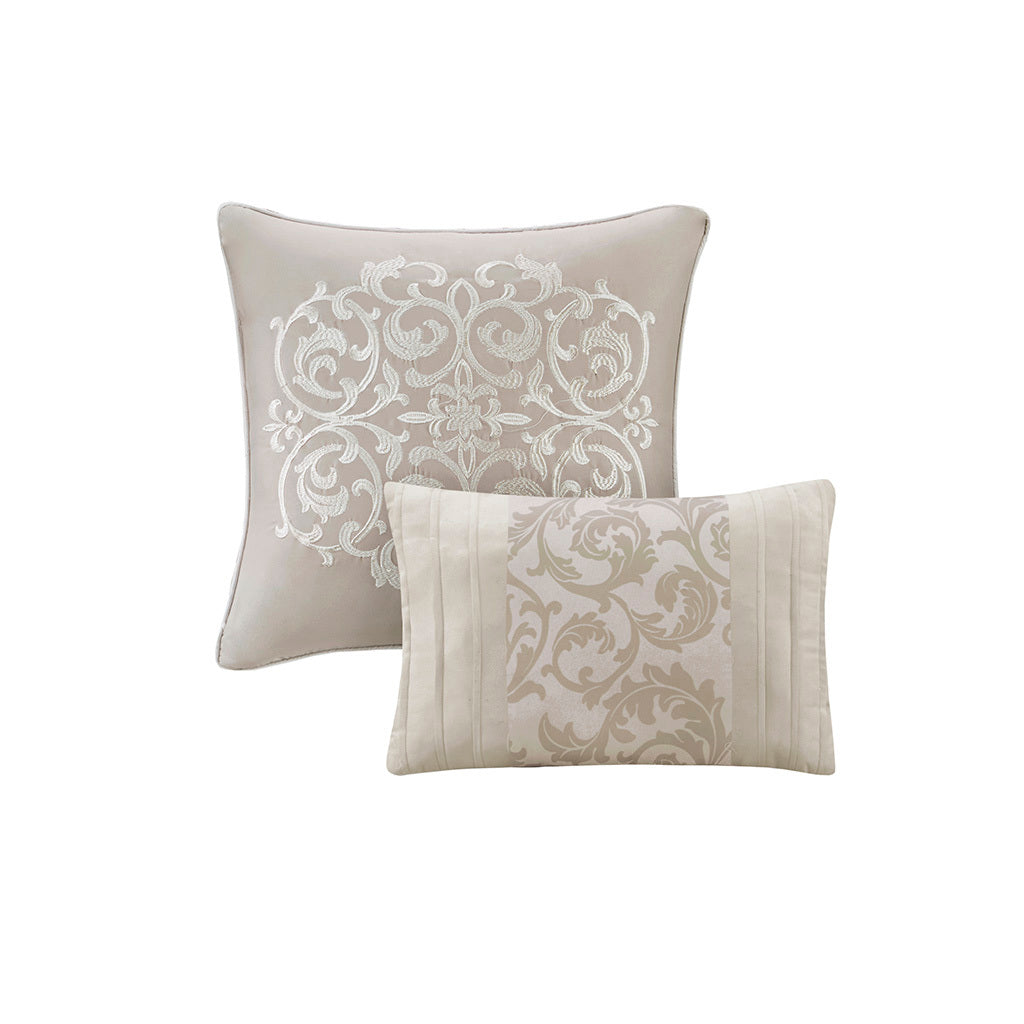 Embroidered 8 Piece Comforter Set Neutral Queen