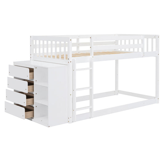 Bunk Bed With 4 Drawers and 3 Shelves
