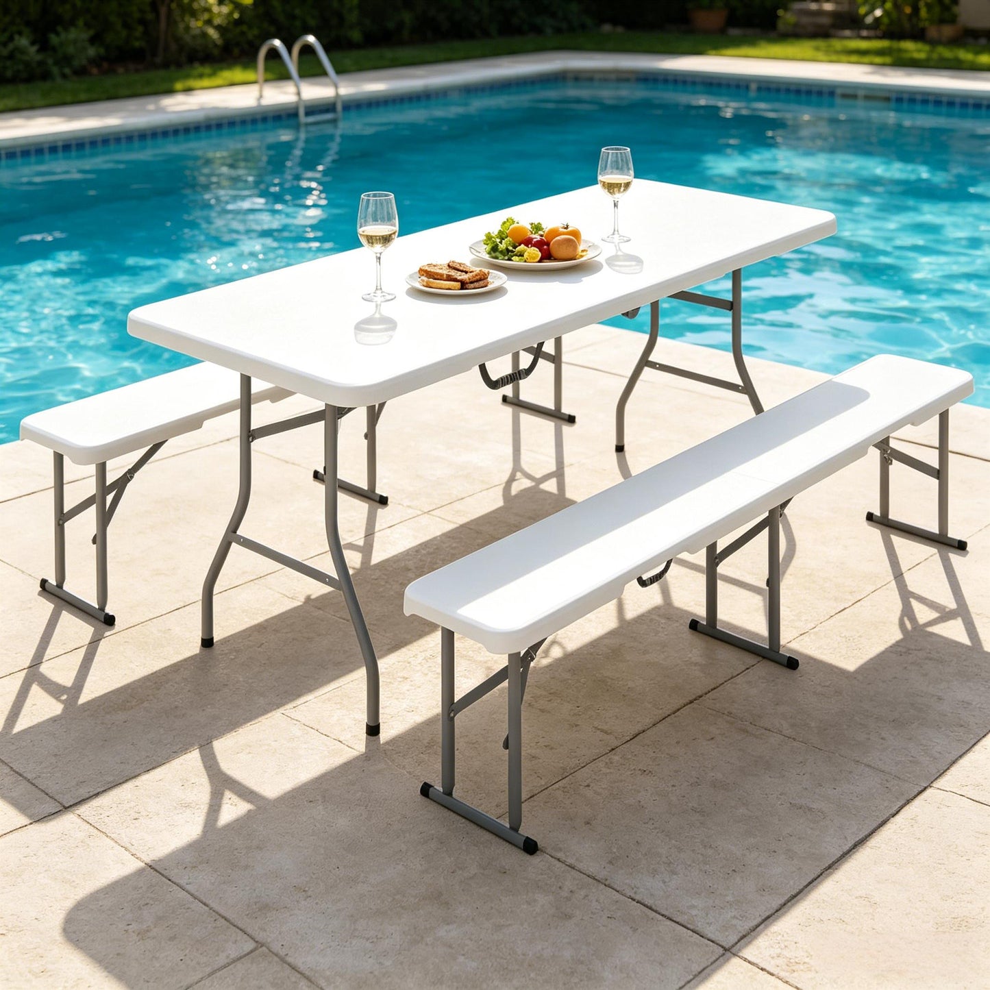 Foldable Picnic Table and Chairs, Portable Camping Table and Chairs, Outdoor Camping Furniture Set