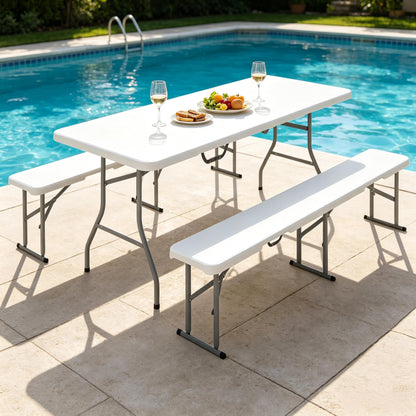 Foldable Picnic Table and Chairs, Portable Camping Table and Chairs, Outdoor Camping Furniture Set