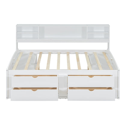 Daybed With 2 Bedside Cabinets, Upper Shelves And 4 Drawers