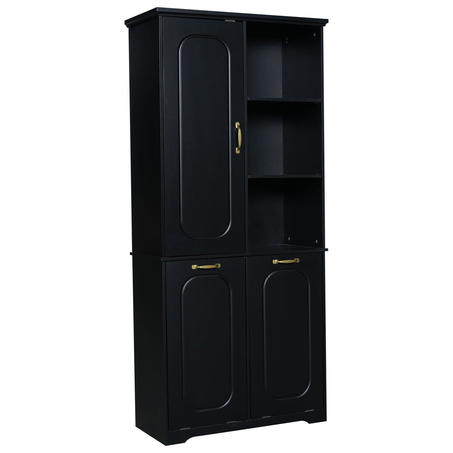 Freestanding Tall Storage Cabinet With 2 Tilt-Out Hampers